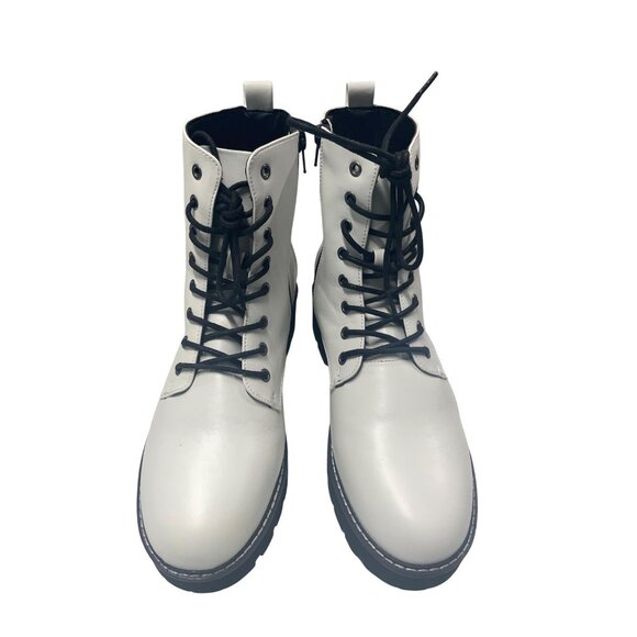 Altar’d State Shoes - Altar’d State White Combat Style Lace-Up Ankle Boots HADLEY Size 9 Side Zipper